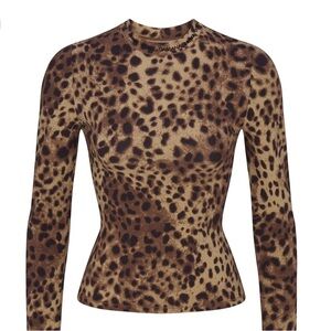 Skims x Dolce & Gabbana long sleeve cotton t-shirt w/ logo trim at the neckline